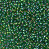 SEED BEAD, MIYUKI, 11/0 SILVERLINED GREEN AB (RR1016). SOLD PER PACK OF 10GM.