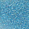 SEED BEAD, MIYUKI, 11/0 SILVERLINED AQUA AB (RR1018). SOLD PER PACK OF 10GM.