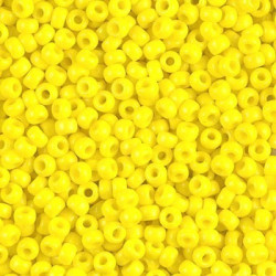 SEED BEAD, MIYUKI, 11/0 OPAQUE YELLOW (RR404). SOLD PER PACK OF 10GM.