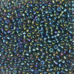 SEED BEAD, MIYUKI, 11/0 TRANSPARENT GREY AB (RR249). SOLD PER PACK OF 10GM.