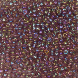 SEED BEAD, MIYUKI, 11/0 TRANSPARENT SMOKY AMETHYST AB (RR256). SOLD PER PACK OF 10GM.