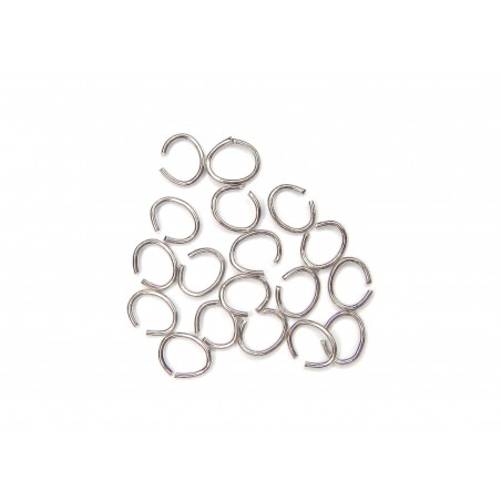 JUMP RING, OVAL, 0.7X4X6MM, RHODIUM PLATED BRASS, NICKEL FREE. SOLD PER PACK OF 25GM (APPROX 840PCS).