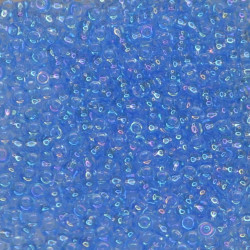 SEED BEAD, MIYUKI, 11/0 TRANSPARENT PALE SAPPHIRE AB (RR299). SOLD PER PACK OF 10GM.