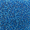 SEED BEAD, MIYUKI, 11/0 SILVERLINED CAPRI BLUE (RR25). SOLD PER PACK OF 10GM.