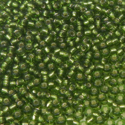 SEED BEAD, MIYUKI, 11/0 SILVERLINED OLIVE (RR26). SOLD PER PACK OF 10GM.