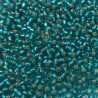 SEED BEAD, MIYUKI, 11/0 SILVERLINED TRANSPARENT DARK TEAL (RR30). SOLD PER PACK OF 10GM.