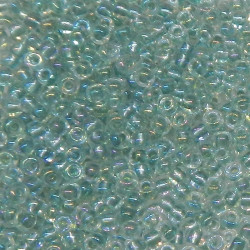 SEED BEAD, MIYUKI, 11/0 LIGHT SEAFOAM-LINED CRYSTAL AB (RR263). SOLD PER PACK OF 10GM.