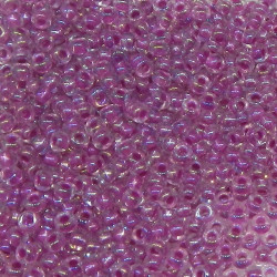 SEED BEAD, MIYUKI, 11/0 RASPBERRY-LINED CRYSTAL AB (RR264). SOLD PER PACK OF 10GM.