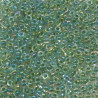 SEED BEAD, MIYUKI, 11/0 LIME-LINED CRYSTAL AB (RR277). SOLD PER PACK OF 10GM.