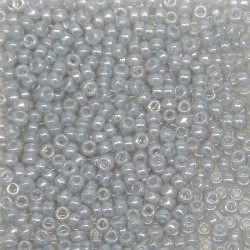 SEED BEAD, MIYUKI ,11/0 TRANSLUCENT CEYLON SILVER GREY (RR526). SOLD PER PACK OF 10GM.