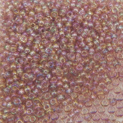 SEED BEAD, MIYUKI, 11/0 TRANSPARENT DARK SMOKY AMETHYST AB (RR256D). SOLD PER PACK OF 10GM.