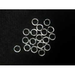 JUMP RING, ROUND, 1.0X5MM, SILVER PLATED BRASS, NICKEL FREE. SOLD PER PACK OF 10GM (APPROX 118PCS).