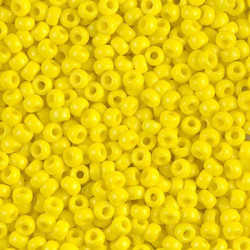 SEED BEAD, MIYUKI 8/0 OPAQUE YELLOW 404. SOLD PER PACK OF 10GM.