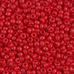 SEED BEAD, MIYUKI 8/0 OPAQUE RED 408. SOLD PER PACK OF 10GM.