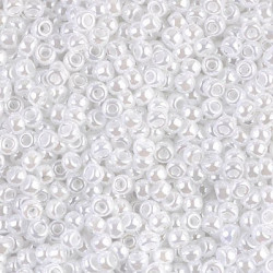 SEED BEAD, MIYUKI 8/0 WHITE CEYLON 528. SOLD PER PACK OF 10GM.
