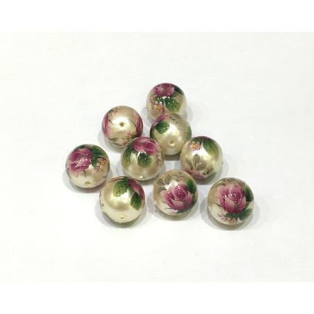 BEAD, TENSHA 12MM ROUND, BASE COLOR PEARL. SOLD PACK OF 10.