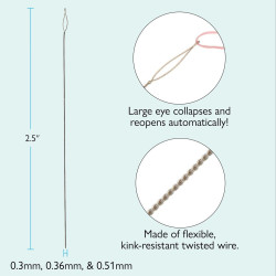 COLLAPSIBLE EYE NEEDLE 2.5" ASSORTED 3PCS