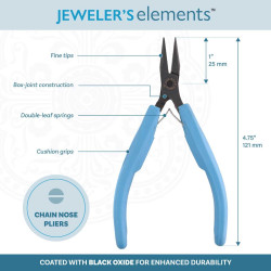 PLIER, JEWELERS ELEMENTS SERIES, CHAIN NOSE 4.75"