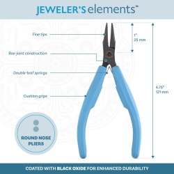PLIER, JEWELERS ELEMENTS SERIES, ROUND NOSE 4.75"