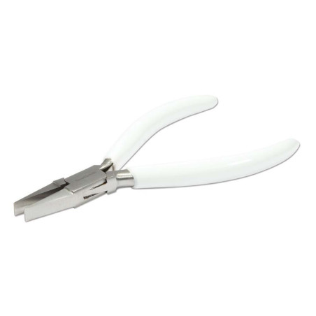 PLIER, FLAT NOSE W/SPRING WHITE HANDLE 130MM
