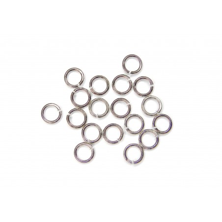 JUMP RING, ROUND, 0.8X5MM, RHODIUM PLATED BRASS, NICKEL FREE. SOLD PER PACK OF 50GM (APPROX 880PCS).