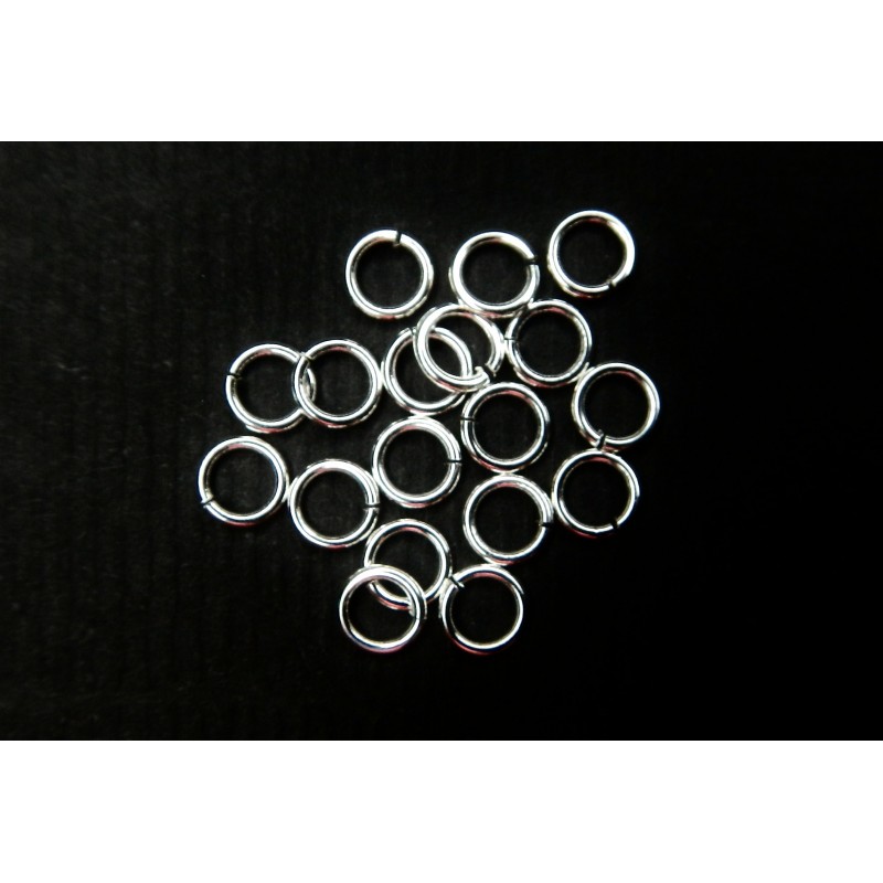 JUMP RING, ROUND, 0.8X5MM, SILVER PLATED BRASS, NICKEL FREE. SOLD PER PACK OF 50GM (APPROX 880PCS).