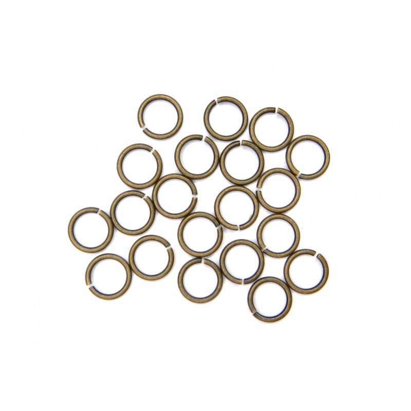 JUMP RING, ROUND, 0.8X6MM, ANTIQUE PLATED BRASS, NICKEL FREE. SOLD PER PACK OF 50GM (APPROX 700PCS).