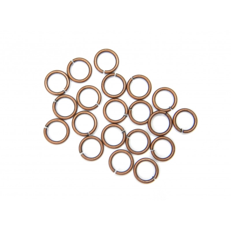 JUMP RING, ROUND, 0.8X6MM, COPPER PLATED BRASS, NICKEL FREE. SOLD PER PACK OF 50GM (APPROX 700PCS).