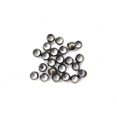 CRIMP BEAD, 3.0MM, GUN PLATED BRASS, NICKEL FREE. SOLD PER PACK OF 10GM (APPROX 300PCS).
