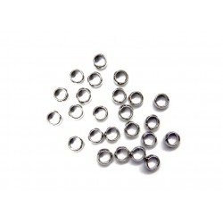 CRIMP BEAD, 3.0MM, RHODIUM PLATED BRASS, NICKEL FREE. SOLD PER PACK OF 10GM (APPROX 300PCS).
