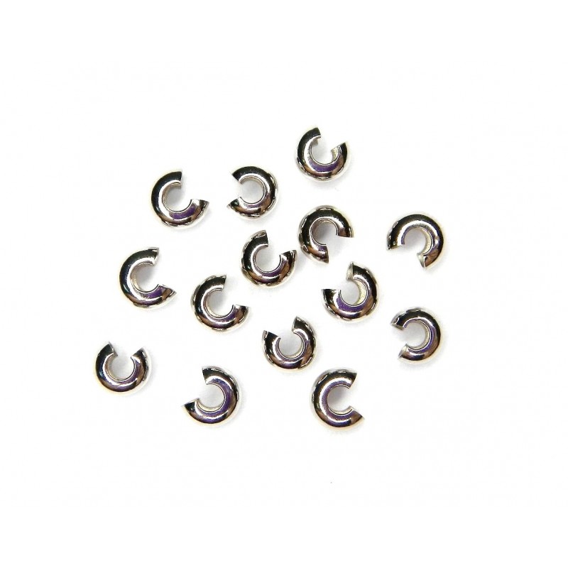 CRIMP COVER, 4.0MM, RHODIUM PLATED BRASS, NICKEL FREE. SOLD PER PACK OF 100.