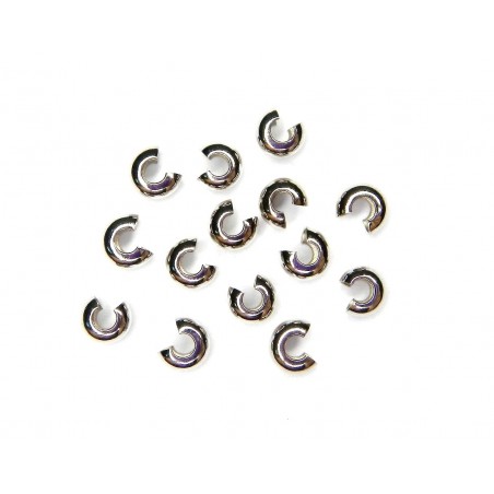 CRIMP COVER, 4.0MM, RHODIUM PLATED BRASS, NICKEL FREE. SOLD PER PACK OF 100.