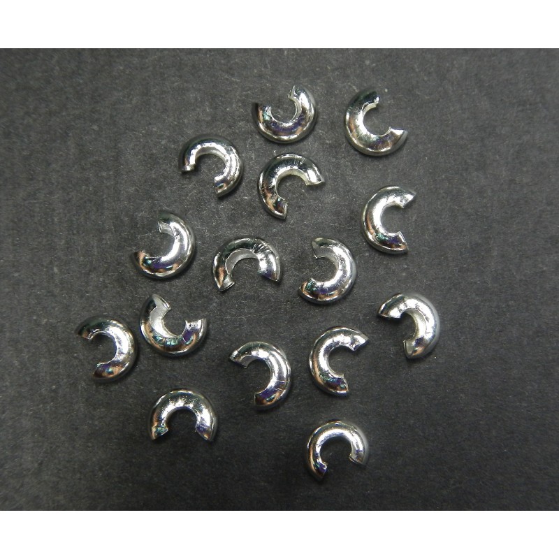 CRIMP COVER, 4.0MM, SILVER PLATED BRASS, NICKEL FREE. SOLD PER PACK OF 100.