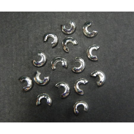 CRIMP COVER, 4.0MM, SILVER PLATED BRASS, NICKEL FREE. SOLD PER PACK OF 100.