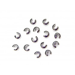 CRIMP COVER, 3.0MM, RHODIUM PLATED BRASS, NICKEL FREE. SOLD PER PACK OF 100.