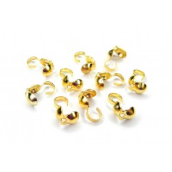 BEAD TIP, 3.0MM, BOTTOMFOLD, HOOK-ON, GOLD PLATED, IRON BASE. SOLD PER PACK OF 100.