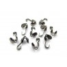BEAD TIP, 3.0MM, BOTTOMFOLD, HOOK-ON, GUN PLATED, IRON BASE. SOLD PER PACK OF 100.