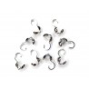 BEAD TIP, 3.0MM, BOTTOMFOLD, HOOK-ON, RHODIUM PLATED BRASS, NICKEL FREE. SOLD PER PACK OF 40.