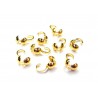 BEAD TIP, 3.0MM, BOTTOMFOLD, HOOK-ON, GOLD PLATED BRASS, NICKEL FREE. SOLD PER PACK OF 40.