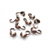 BEAD TIP, 3.0MM, BOTTOMFOLD, HOOK-ON, COPPER PLATED BRASS, NICKEL FREE. SOLD PER PACK OF 40.