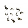 BEAD TIP, 3.0MM, BOTTOMFOLD, ANTIQUE PLATED BRASS, NICKEL FREE. SOLD PER PACK OF 100.