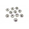 BEADCAP, FLOWER, 7MM, RHODIUM PLATED BRASS, NICKEL FREE. SOLD PER PACK OF 100.