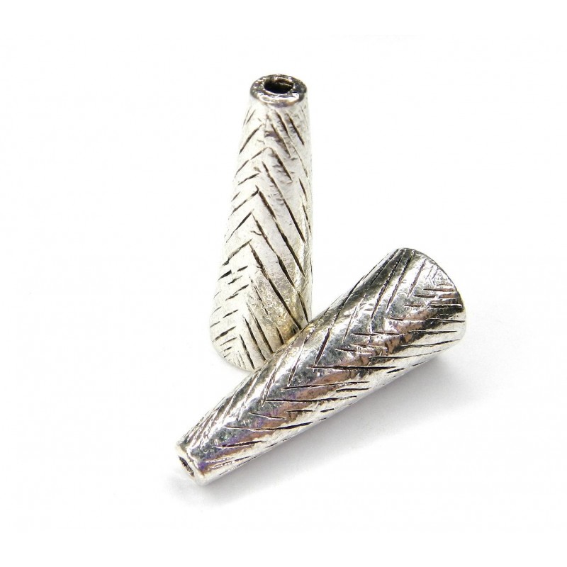 BEADCONE, 15X37MM, ANTIQUE SILVER. SOLD PER PACK OF 2.
