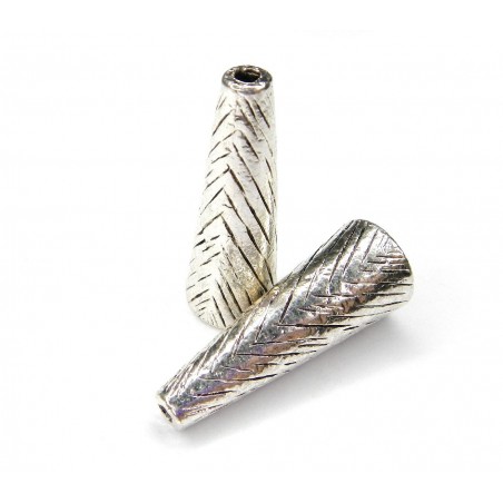 BEADCONE, 15X37MM, ANTIQUE SILVER. SOLD PER PACK OF 2.