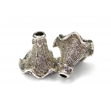 BEADCONE, 21X18MM, ANTIQUE SILVER, ALLOY BASE. SOLD PER PACK OF 4.