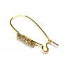 EARWIRE, KIDNEY, 15X33MM, GOLD PLATED WITH RHINESTONES. SOLD PER PACK OF 10.
