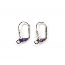 EAR HOOK, LEVERBACK, 10X16MM, RHODIUM PLATED WITH SHELL.SOLD PER PACK OF 20.