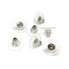 EARNUT, 11MM CLEAR PLASTIC, SILVER PLATED. SOLP PER PACK OF 20.