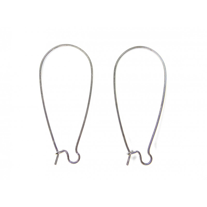EARWIRE, KIDNEY, 16X37MM, RHODIUM PLATED. SOLD PER PACK OF 100.