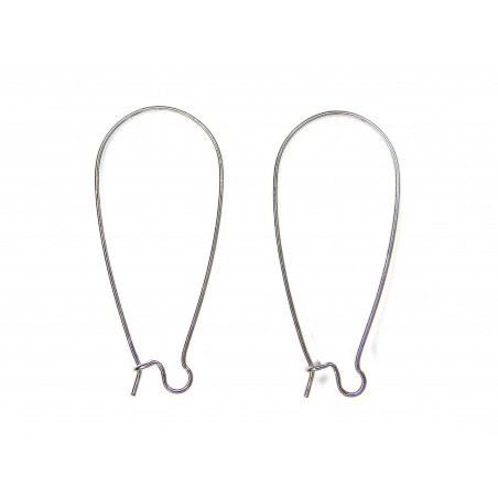 EARWIRE, KIDNEY, 16X37MM, RHODIUM PLATED. SOLD PER PACK OF 100.